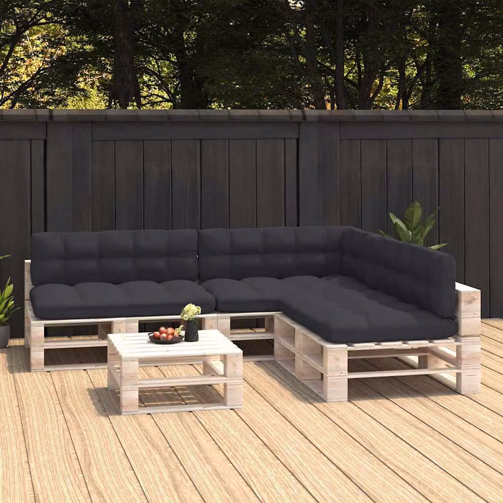 Set di 7 cuscini per divano su pallet vidaXL in poliestere, colore antracite, L: 120 cm x P: 80 cm x H: 10 cm