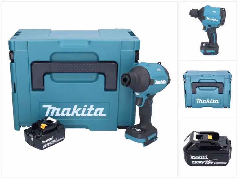 Soffiatore a batteria senza spazzole Makita DAS180G1J 18V + 1x batteria 6.0Ah + valigetta Makpac - senza caricabatterie