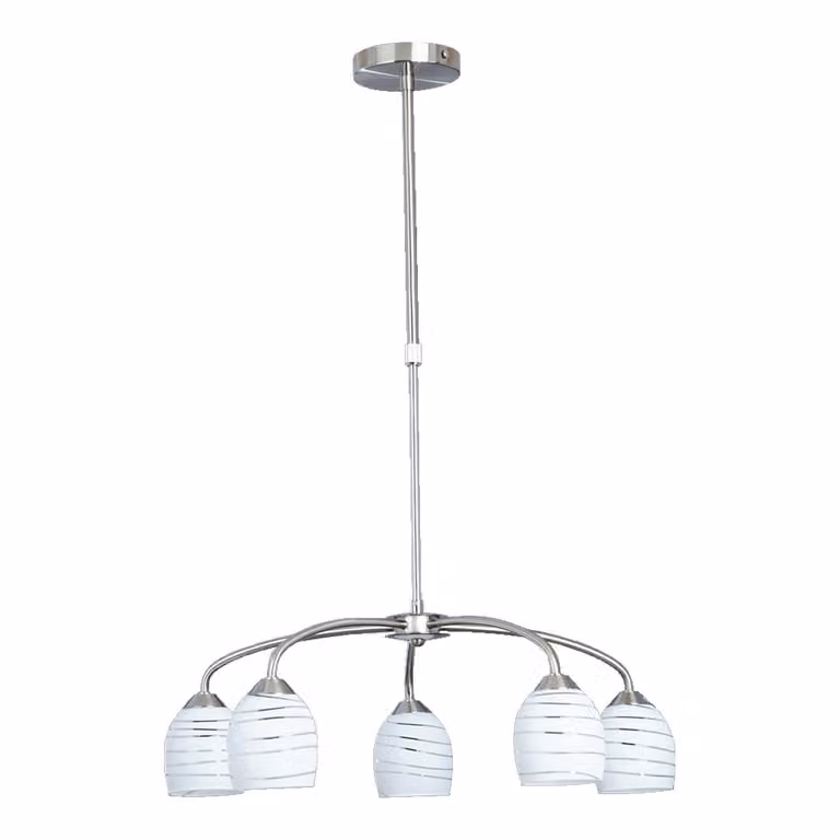 CARO lampada a sospensione 5xE14/40W, nichel satinato/bianco L: 560, H: 860, dimmerabile