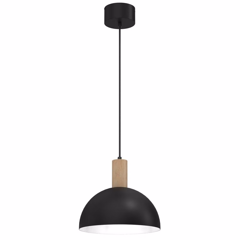 Lampada a sospensione minimalista in legno chiaro nero Handa 1xE27 15W Luminex