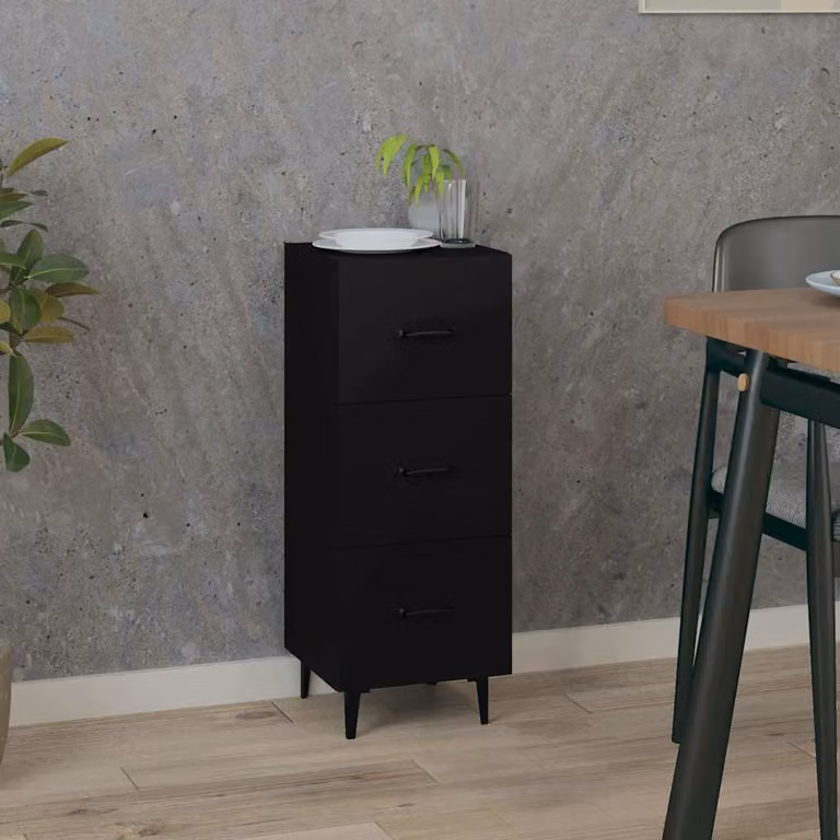 Credenza nera vidaXL in legno e metallo da appendere al muro L: 34,5 cm, P: 34 cm, H: 90 cm