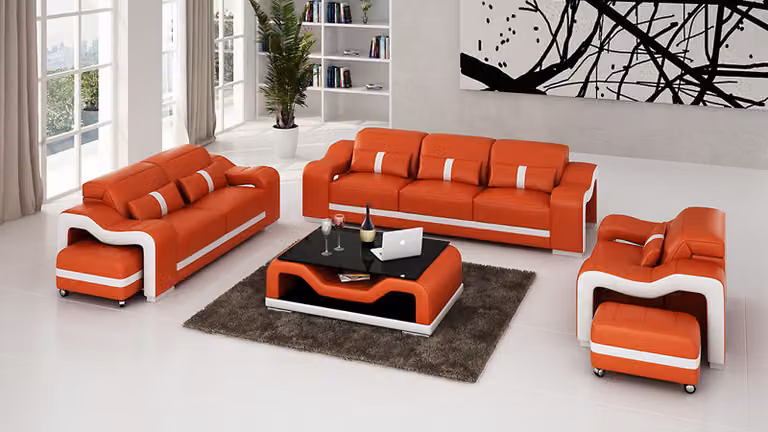 Ledersofa Couch Wohnlandschaft 3+2+1 Sitzer Garnitur Sofagarnitur Sofa G8027D