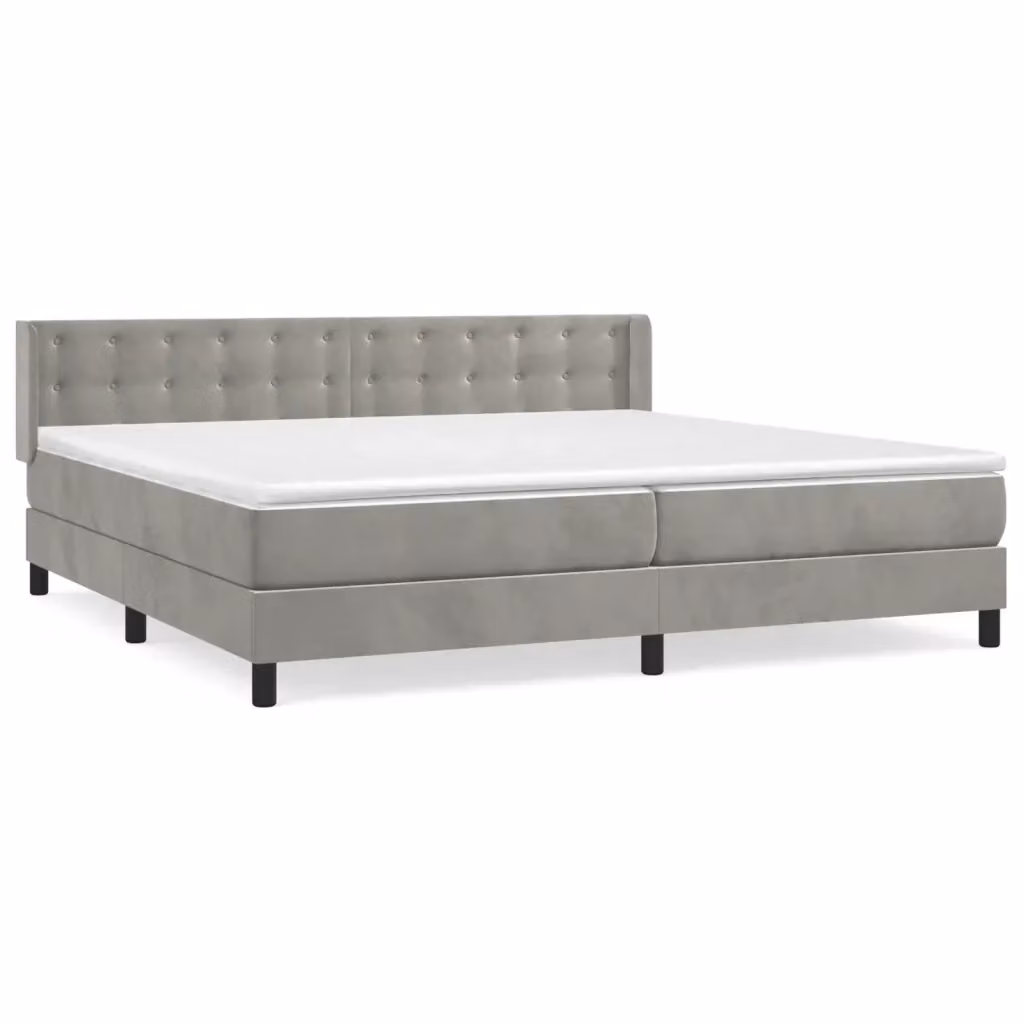 Letto Ibrido vidaXL con Materasso e Struttura in Velluto Grigio e Bianco L/P: 200 x 200 cm – 2