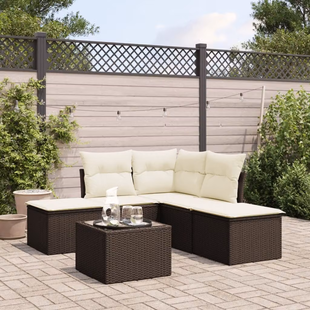 Maison Exclusive - Set Divano da Giardino 6 pz con Cuscini Marrone in Polyrattan