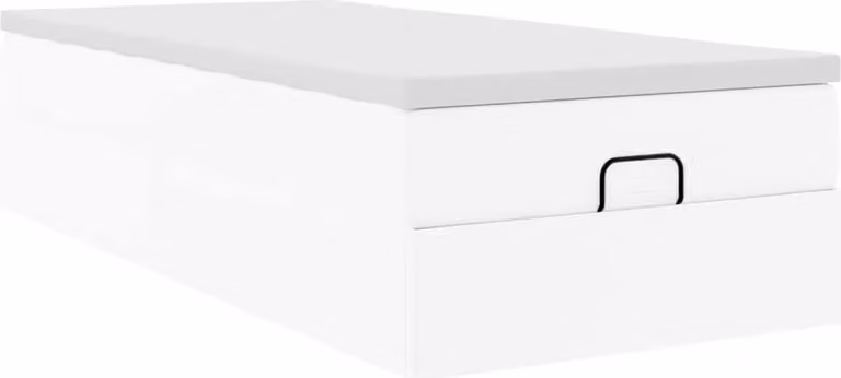Struttura Letto Pouf con Materasso Bianco 90x190 cm Pelle finta