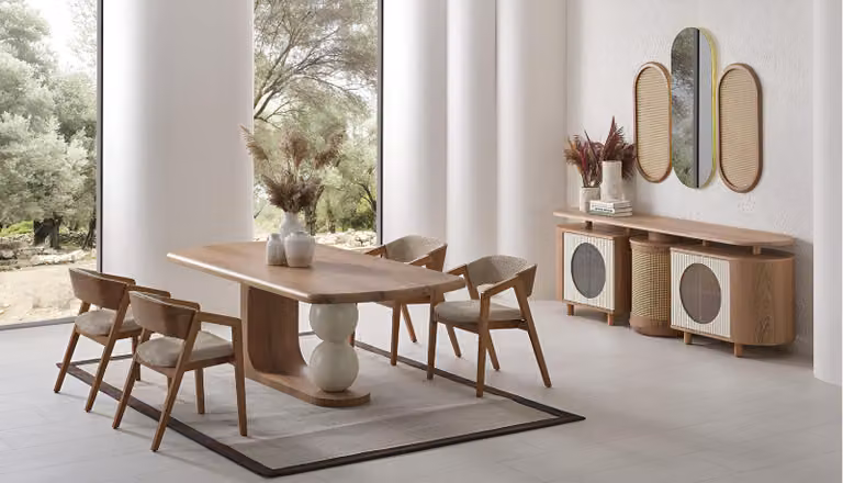 Moderner Esszimmertisch mit einzigartiger eleganter Basis Hochwertig braun Möbel
