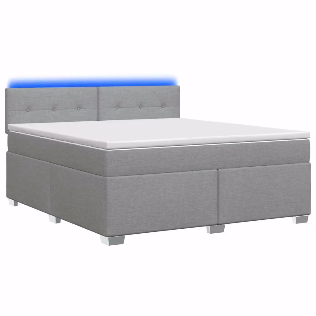 Letto Box Spring vidaXL con Materasso Ibrido, Illuminazione LED e Porta USB, Grigio e Bianco, L/P/H: 140 x 200 x 88 cm – 2