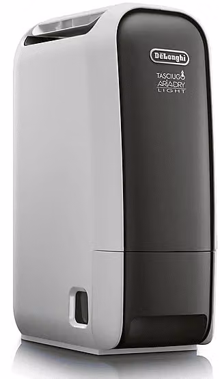 Deumidificatore De'Longhi Tasciugo Ariadry Light DNS65 con ionizzatore e timer, capacità 6 l/24 h, serbatoio da 2.8 l, disponibile in bianco, nero, grigio o trasparente