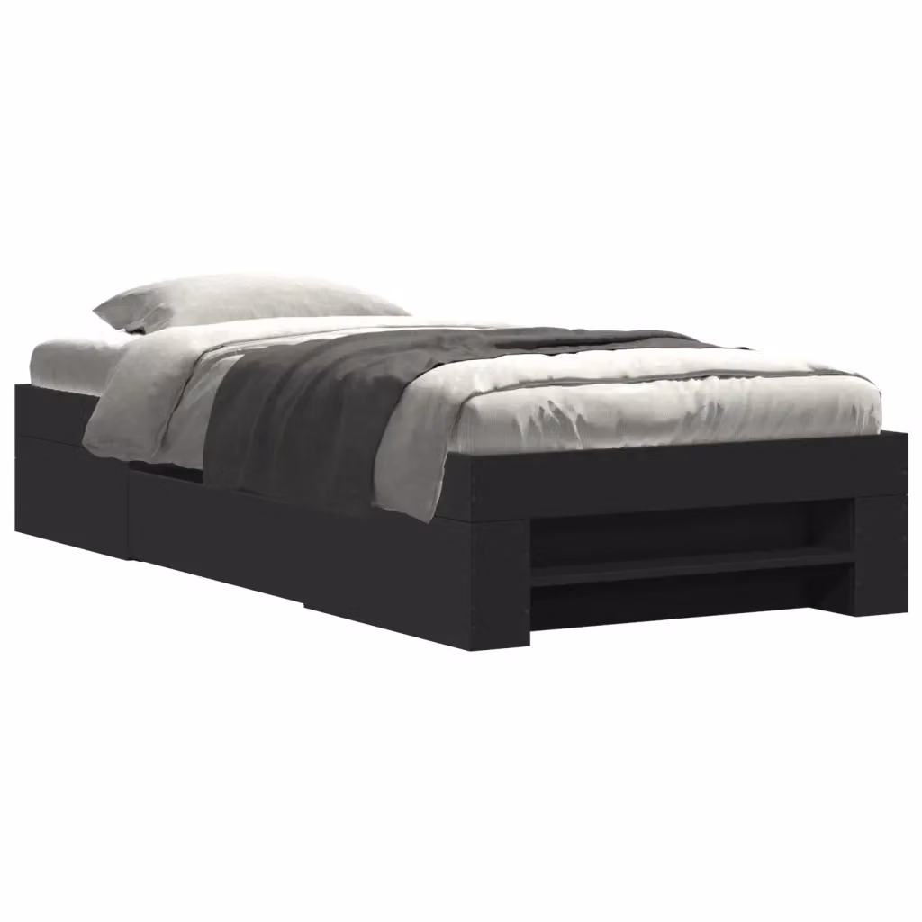 Giroletto vidaXL Nero in Legno Multistrato con Doghe Fisse L: 75 cm, P: 190 cm, H: 33 cm – 2