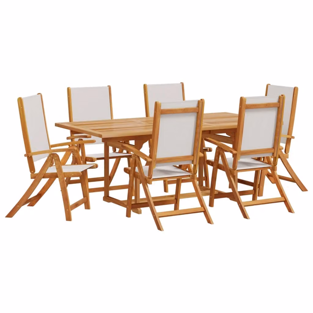 Set Pranzo da Giardino 7pz Legno Massello di Acacia e Textilene
