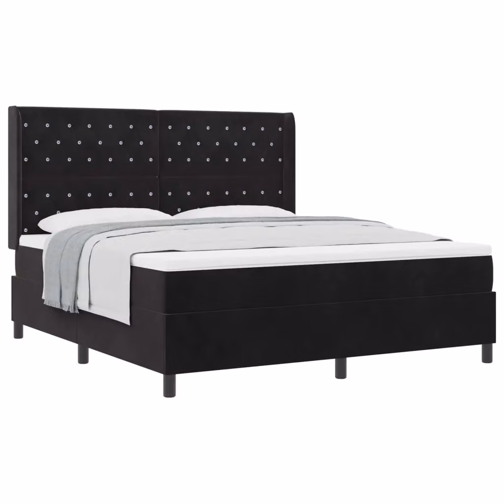 Letto a molle con materasso vidaXL in velluto nero L: 180 cm, P: 200 cm, H: 128 cm – 2