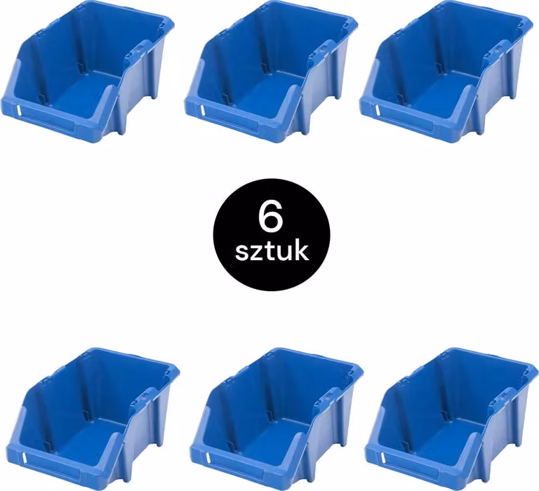Contenitore di stoccaggio Mega-M, vaschetta da officina in plastica, 155x250x120 mm, colore blu (confezione da 6 pezzi)