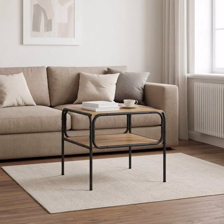 vidaXL Tavolo laterale moderno in legno e metallo marrone L: 100 cm, P: 50 cm, H: 46 cm