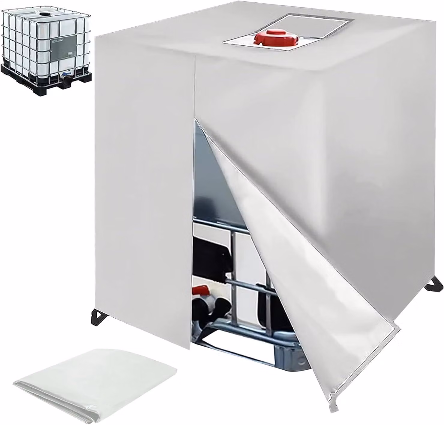 Copertura protettiva per serbatoio IBC da 1000 litri, dimensioni 120x100x116 cm, realizzata in tessuto Oxford 210D, con pellicola protettiva anti-UV, ideale per l'uso in giardino