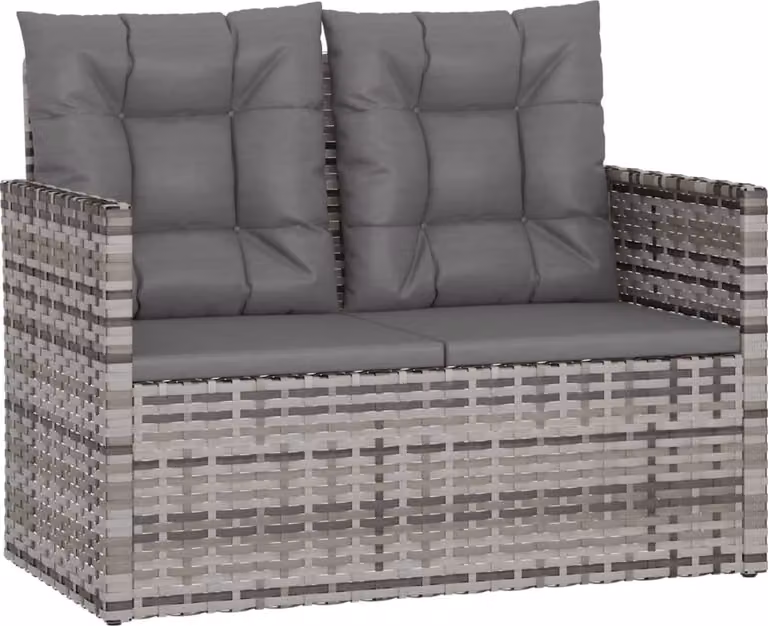 Panca da Giardino con Cuscini Grigia 105 cm in Polyrattan