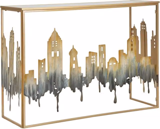 Console City 110x38,5x81 cm in Ferro e MDF e Vetro Multicolor