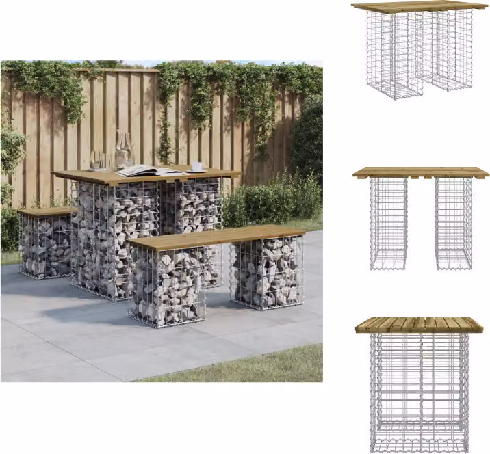 vidaXL Panchina da giardino in gabbione 100x70x72 cm in legno di pino impregnato - Panchine da giardino
