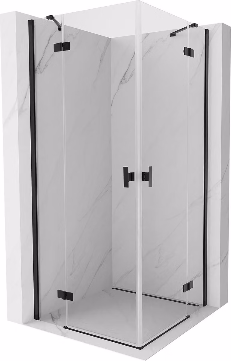 Mexen Mist-H Duo cabina doccia a battente 85 x 85 cm, trasparente, nera - 8A5-085L-085P-70-00