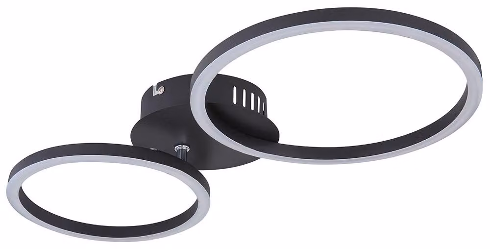 Lampada da soffitto a LED, design a cerchio, colore nero, lunghezza 49 cm