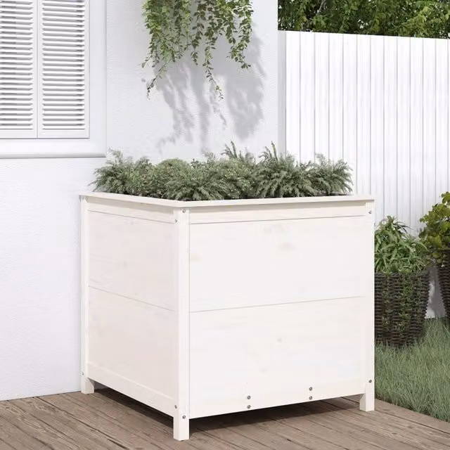 Fioriera da giardino Design Mania in legno massello di pino bianca L: 82,5 cm, P: 82,5 cm, H: 78 cm
