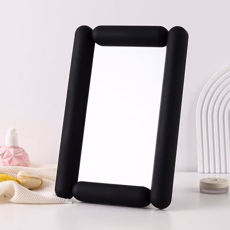 Specchio da trucco, dimensioni 20x30 cm, pieghevole, colore nero