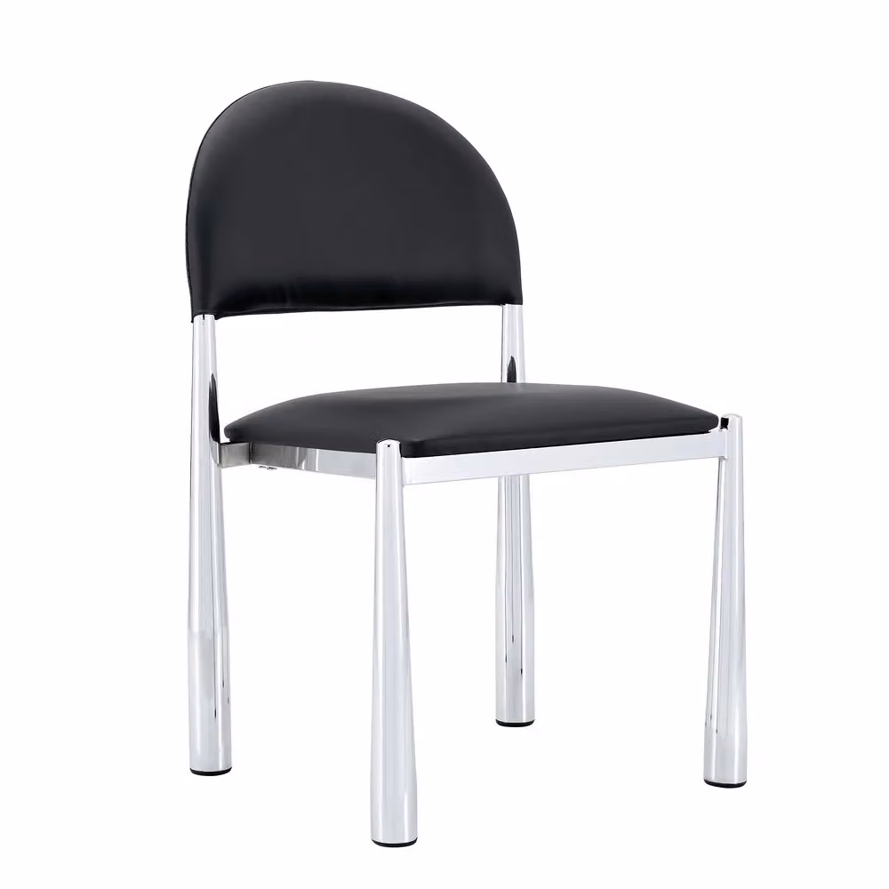 Set di 2 sedie da pranzo moderne Minimal in similpelle grigio scuro con gambe in metallo nero, Altezza: 80 cm – 2