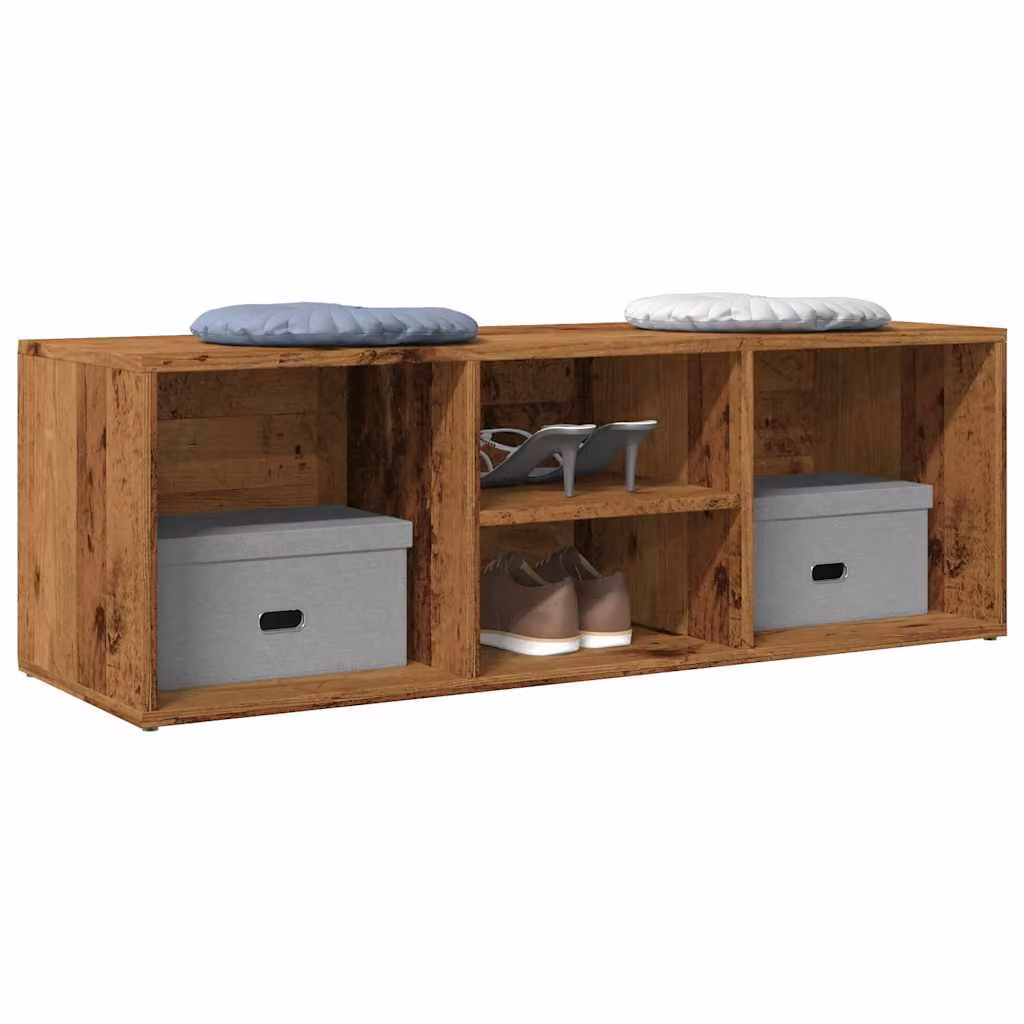 Panchina con scarpiera vidaXL in legno antico marrone L: 110 cm, P: 35 cm, H: 35 cm