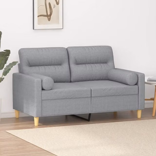 Divano a 2 posti moderno vidaXL in tessuto grigio con cuscini e coperture rimovibili L: 138 cm, P: 80 cm, H: 77 cm