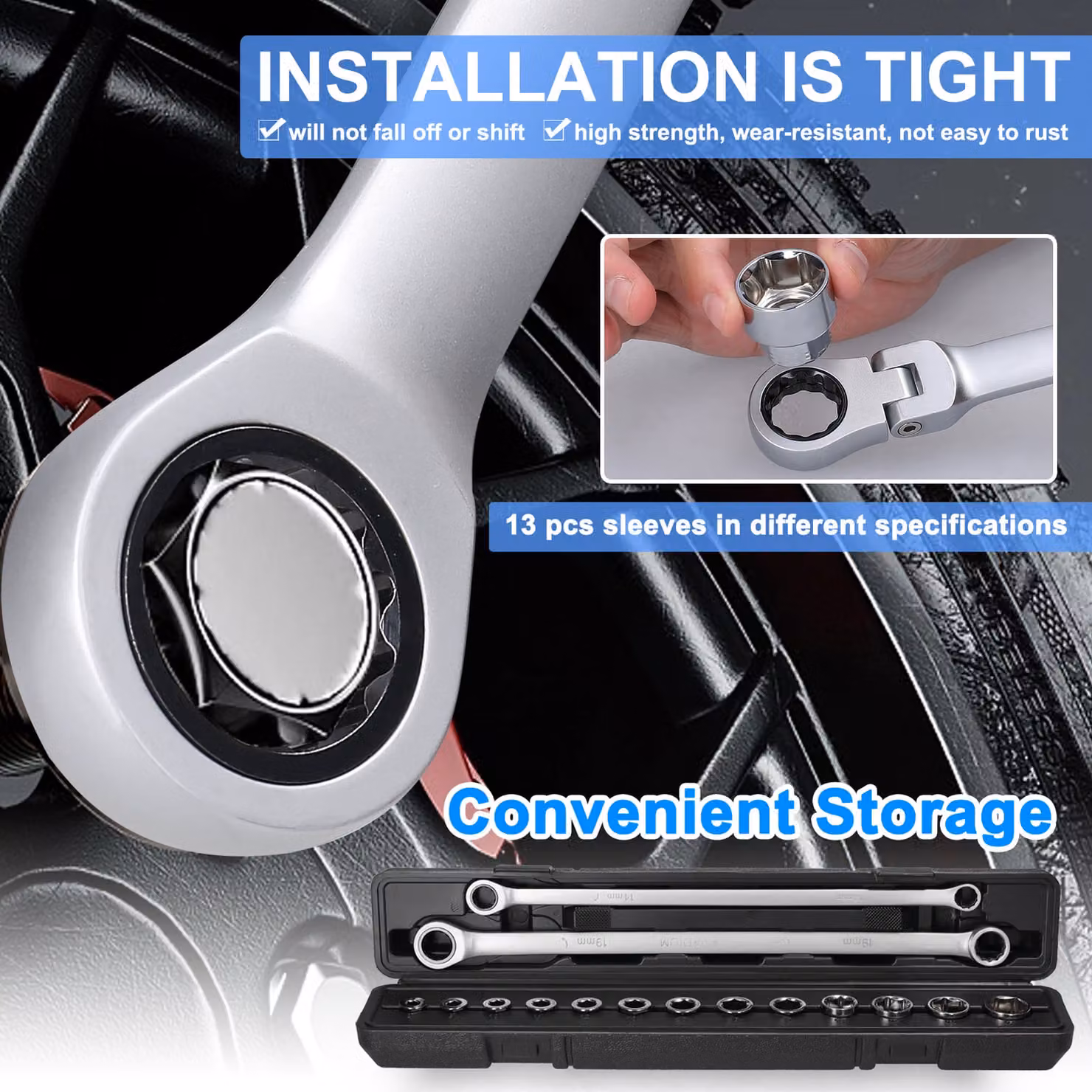 15in1 Set di chiavi a cricchetto multifunzionali Pratico set di strumenti per la manutenzione del condizionatore d'aria dell'auto, della bicicletta e del bagno Set di strumenti combinati per l'hardware domestico
