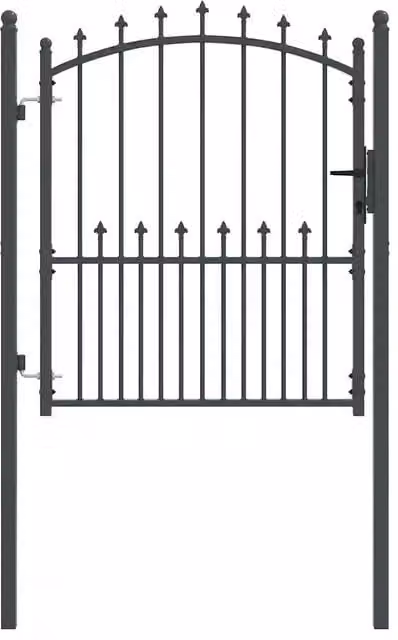 Cancello per recinzione a battente con punte Emmen in acciaio, colore antracite, L: 125 cm, H: 100 cm – 1