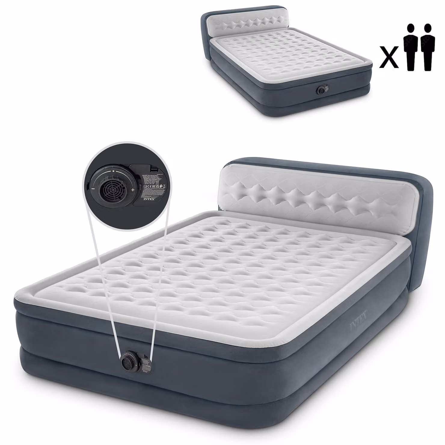 Materasso gonfiabile per letto, 236x152 cm, con pompa, per 2 persone, modello DELUXE INTEX 64448ND