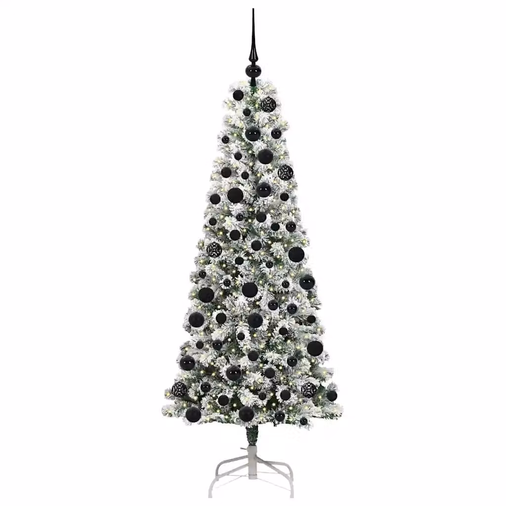 Albero di Natale artificiale moderno vidaXL con luci LED bianco caldo, rami pieghevoli in PVC e metallo, Altezza: 180 cm – 2