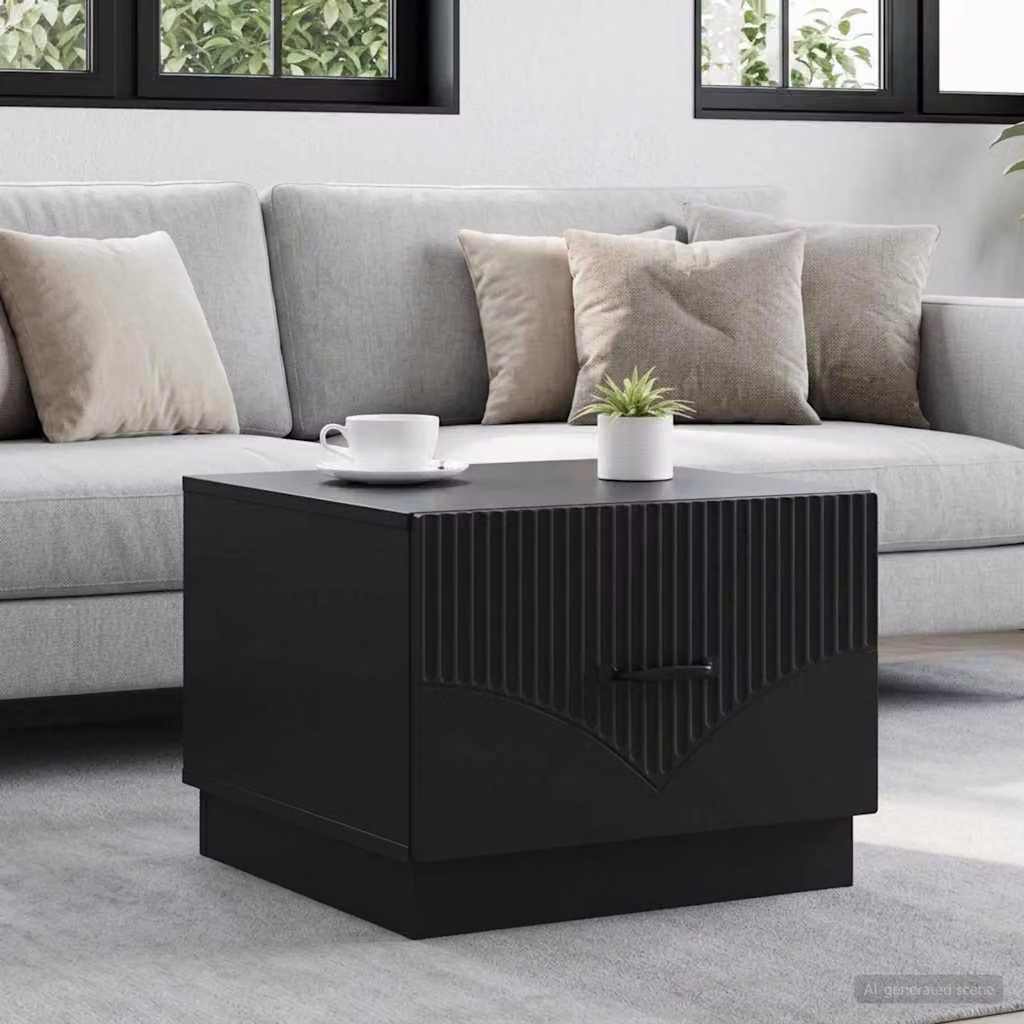 vidaXL Tavolino da salotto moderno in legno MDF nero L 49 cm, P 50 cm, H 37 cm