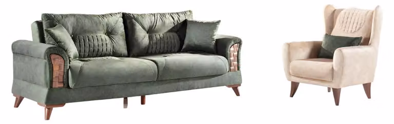 Luxus 2tlg Wohnzimmer Set Sofa 3-Sitzer Sessel Modernes Design Couch