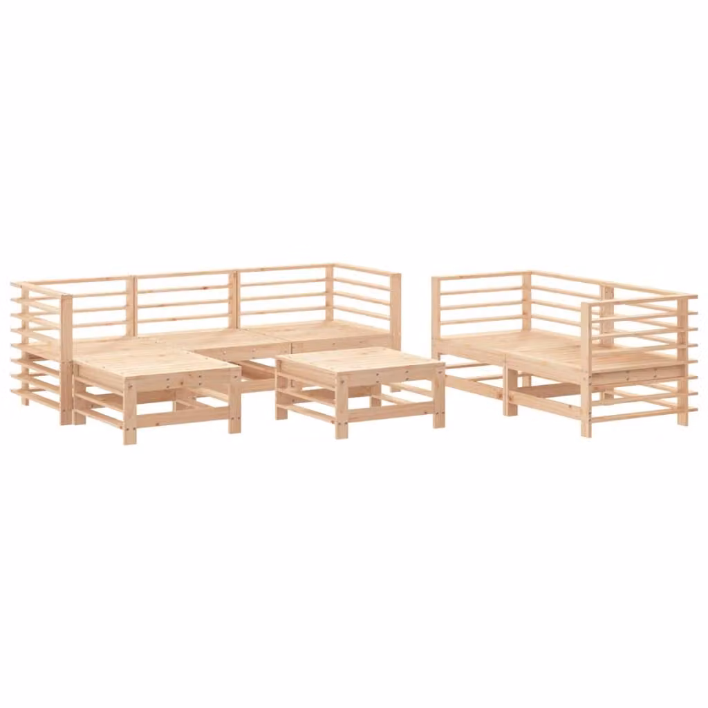 Set Salotto da Giardino 7 pz in Legno Massello di Pino