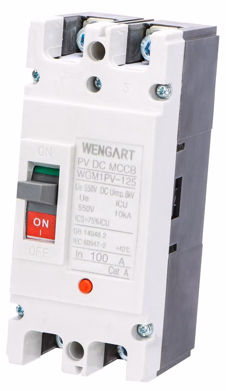 Interruttore automatico CC, 2 poli, 10 Ampere, 550 Volt, con alloggiamento a forma di scatola