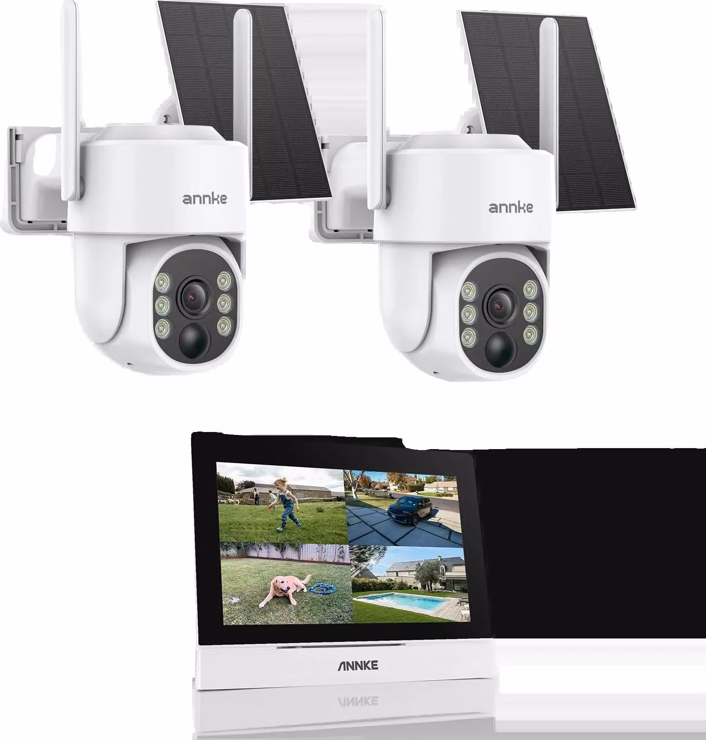 Telecamere di sicurezza, risoluzione 4MP, alimentate a energia solare, 2pcs telecamera