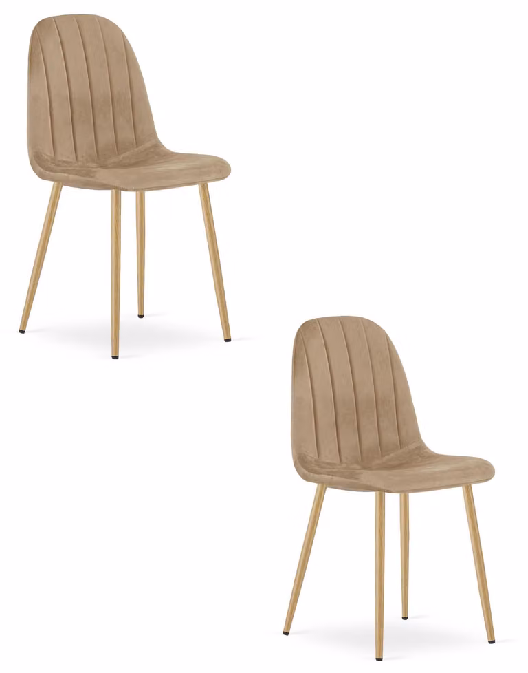 Sedia - Leobert - Padva - Velluto marrone/gambe in rovere - 44,5 x 53 x 87 cm - Set da 2