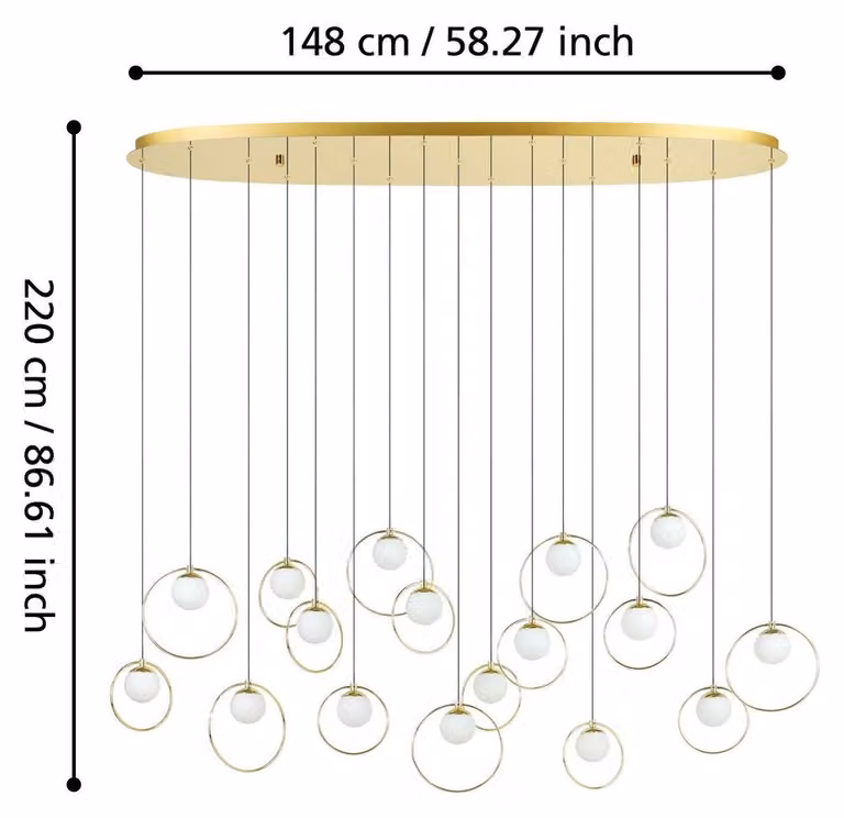 Lampada a sospensione ovale Portocolom, 148 cm