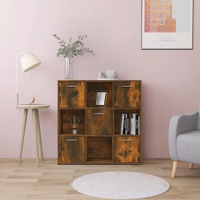 Libreria a scaffale moderna Design Mania in legno multistrato color rovere fumo, L 90 cm x P 30 cm x H 90 cm