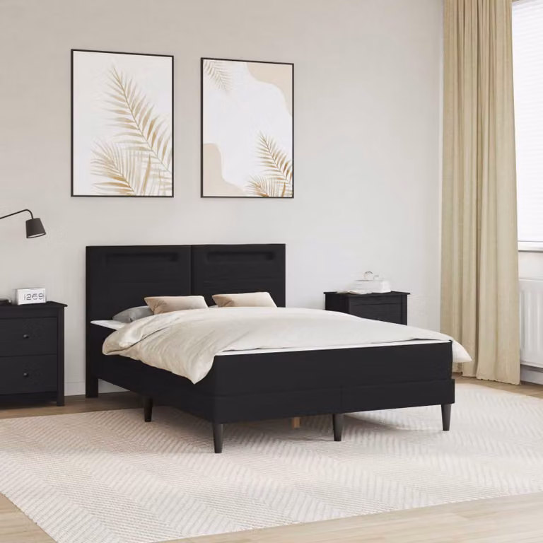 Struttura del letto con testiera vidaXL in similpelle nera con illuminazione sottostante e porta USB, L/P/H: 200 x 120 x 96 cm