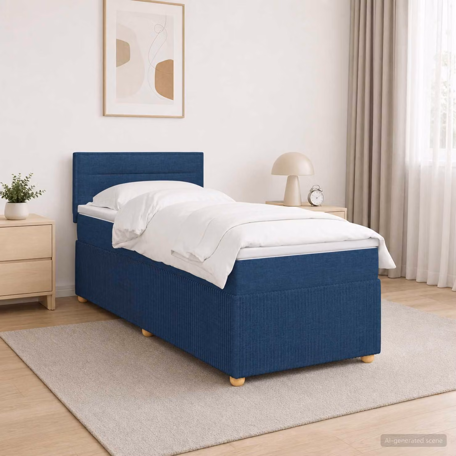 Maison Exclusive - Letto boxspring con materasso e testiera Blu 90 x 190 cm Tessuto