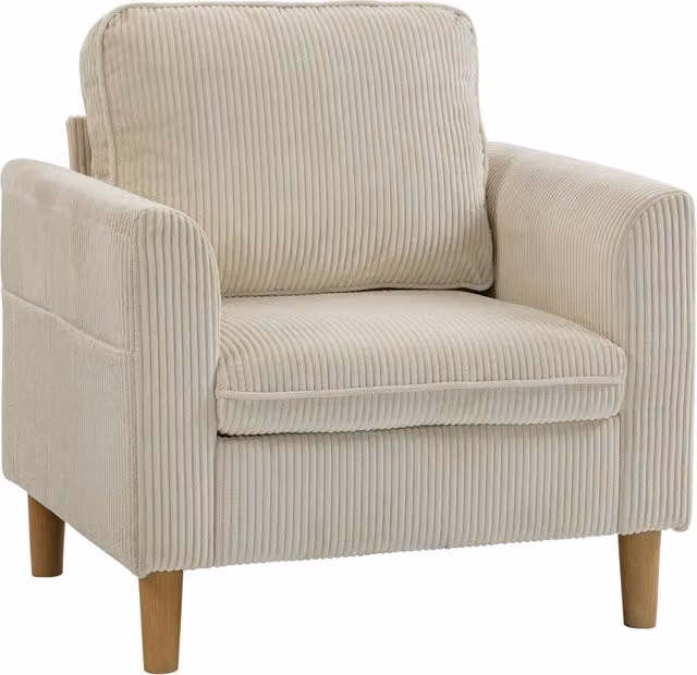 Poltrona in velluto ¨C Xylo ¨C beige con cuscino a molle 83x74x87cm