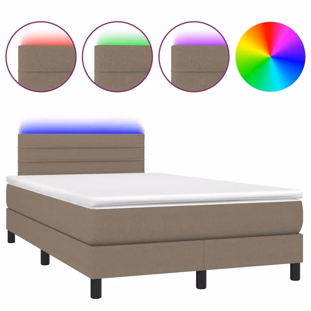 Letto a Molle con Materasso vidaXL con Illuminazione LED e Porte USB, Colore Beige, L/P: 120 x 200 cm – 2