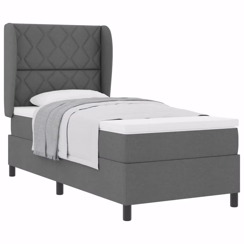 Letto a molle moderno vidaXL con testiera in tessuto grigio, L/P/H: 100 x 200 cm – 2