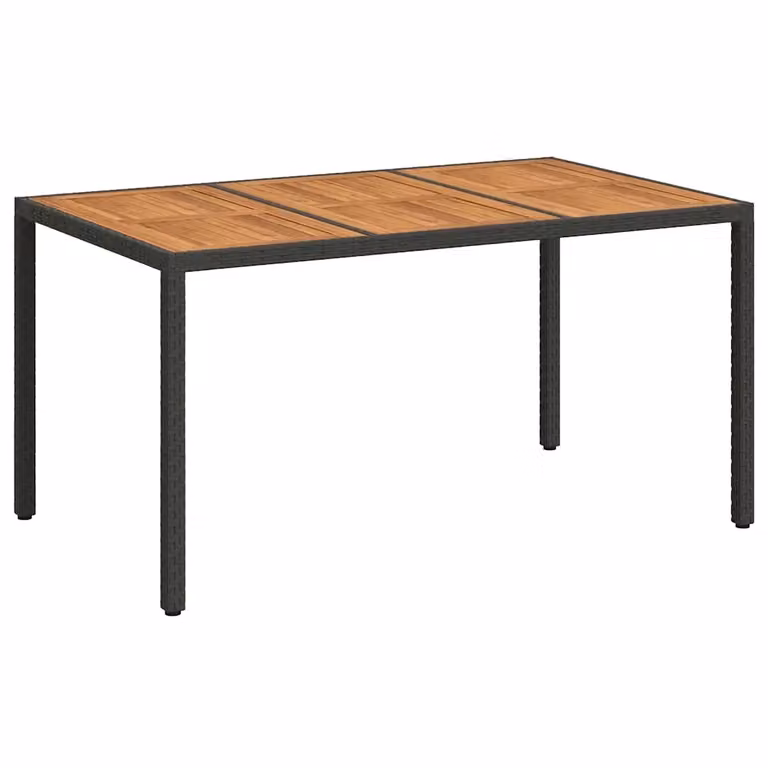 Tavolo da giardino rettangolare estensibile vidaXL in polyrattan nero e marrone L: 150 cm, P: 90 cm, H: 75 cm