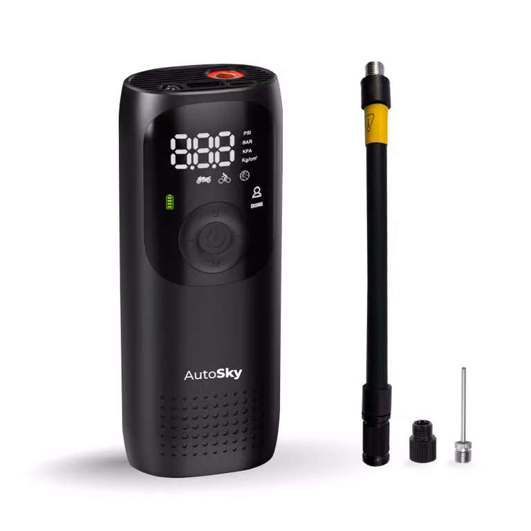 Pompa per pneumatici AutoSky con torcia e power bank
