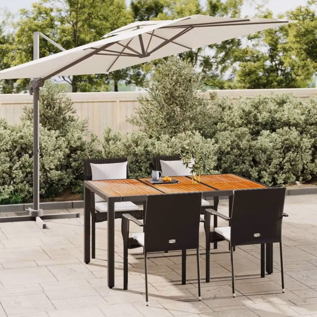 Maison Exclusive - Set da pranzo da giardino 5 pezzi con cuscini in polyrattan nero