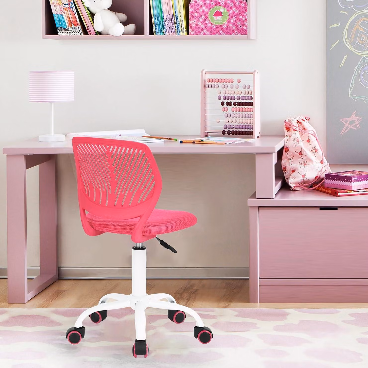 Sedia da ufficio - Sedia girevole ergonomica - Rosa - 38 x 39 x 75-85 cm