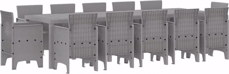 Set da Pranzo per Giardino 13 pcs Grigio chiaro Poly Rattan